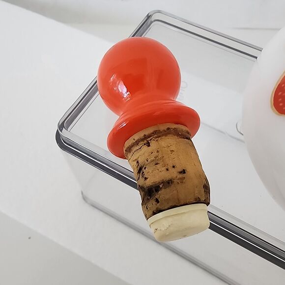 Retro White Milk Glass Strawberry Oil Vinegar Vintage Small Cruets 5.5" w/cork - Picture 6 of 14